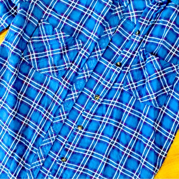 Abercrombie Fitch blue plaid flannel shirt button up long sleeve winter … - Picture 4 of 7